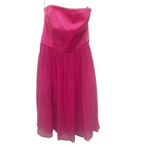 Corey Lynn Calter Strapless Fuchsia and orange  mini polka dot Dress